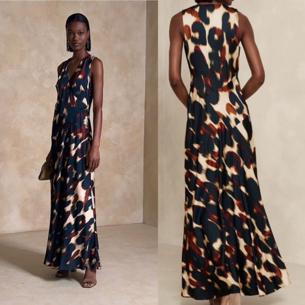 Banana Republic Black and Brown Patterned Maxi Dress